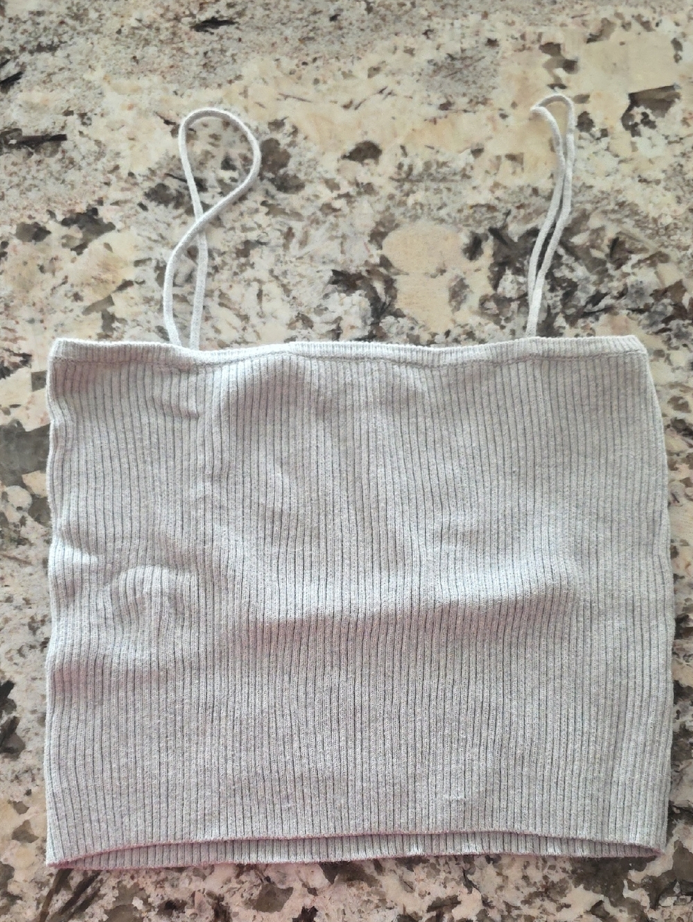 Brandy Melville Light Gray Ribbed Cropped Cami